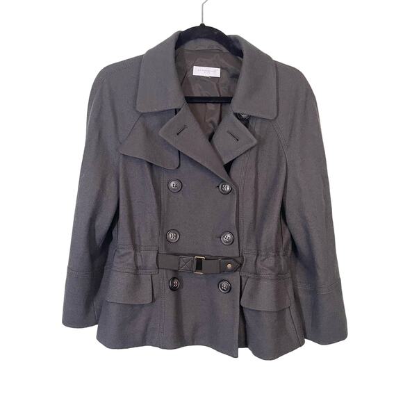 Strenesse Wool Women's Dark Blue/Gray Peacoat Jacket Size 6 - Picture 1 of 9
